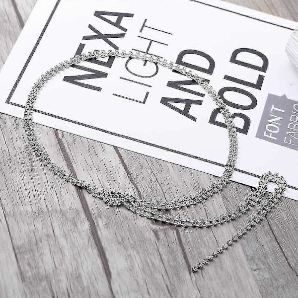 Mode Silver Lång Halsband Med Rhinestone Smycken Kedja För Kvinnor Och Flickor