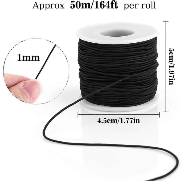 2 Ruller Elastisk Snøretråd 100 m Sort Hvid Elastisk Bånd til Armbånd Kerne Spundet Perle Snøre 1 mm Elastisk Bånd Håndværk Tråd til Smykker Armbånd