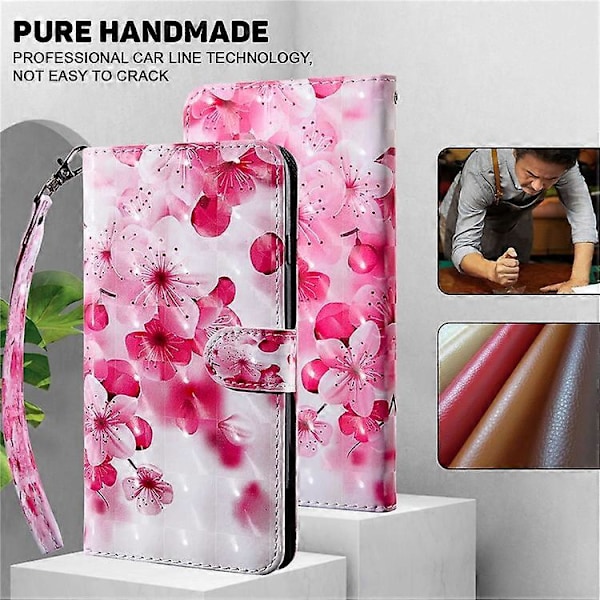 Kompatibel til Motorola Moto G73 5G PU Læder Flip Stand Telefon Cover 3D Mønster Print Pung Shell Red