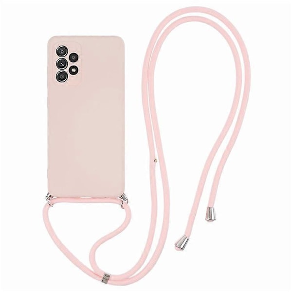 Kompatibelt Skal för Samsung Galaxy A52 4G / 5G / A52s 5G, Exakta Utskärningar, TPU-skydd med Långt Snöre Pink