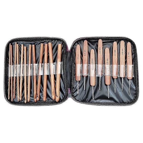 20 st Bambu Virknålar DIY Handvirkning Verktyg Karboniserat Bambuhandtag Virknål Set för Tröjor