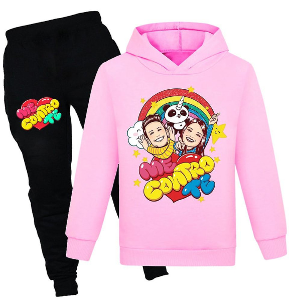 Me Contro Te printed sportkläder set för barn och tonåringar Hooded sweatshirt byxor set Pink 11-12 Years