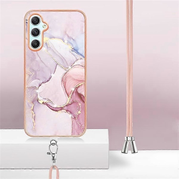 YB IMD Series-9 Kompatibelt Skal för Samsung Galaxy A25 5G Marmormönster Elektropläterat Mobilskal PinkGold