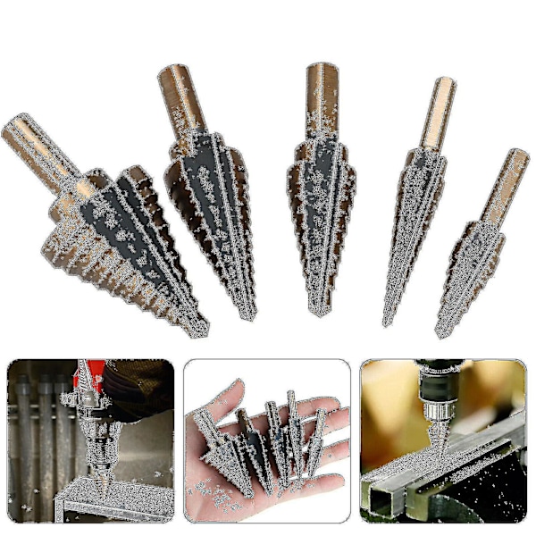 5 st HSS Kobolt Hål Stor Metall Stegborr Set Titan Skärare Kon 50 Storlekar