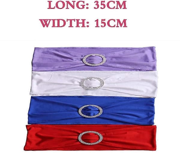 10 Stykker Elastisk Slip-on Stolhodebånd med Spenne, for Bryllup, Lycra, Polyester og Spandex Stolsløyfe, Hvit