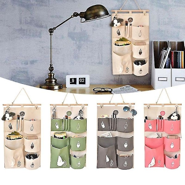 Sød Ugle Dør Garderobe Vægophæng Multi-lomme Opbevaringspose Container Organizer Q