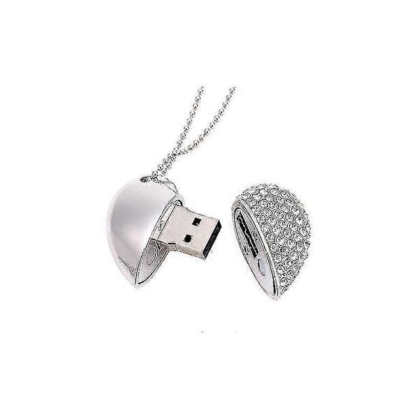 Hjerteformet Diamant USB Flash Drive (sølv 32gb), Avanceret Hjerte Diamant Højhastigheds USB 3.0 Flash Data Storage Drive Memory Pen Stick Flash Drive-ZZ
