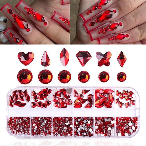 Rhinestones til negle sæt multi former gradient farve rund hjerte flatback