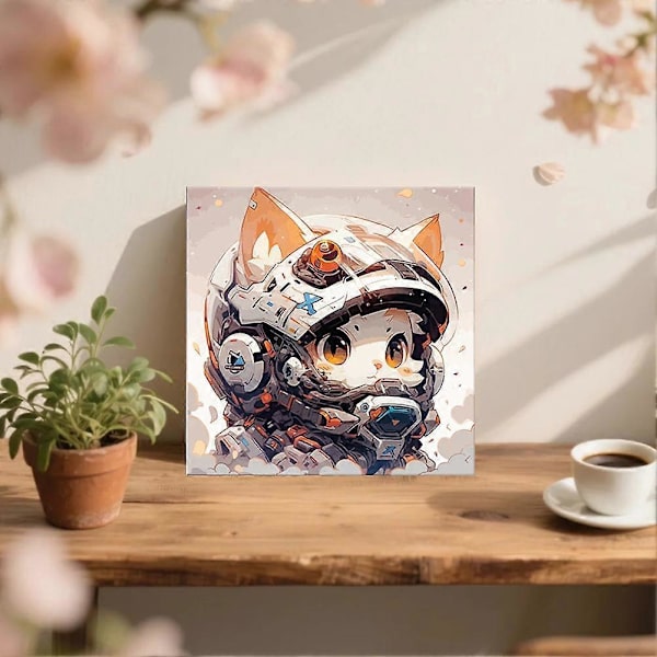 DIY Måla efter nummer-kit, Air Cat Force Astro Cat Enkla måla efter nummer-kit 1