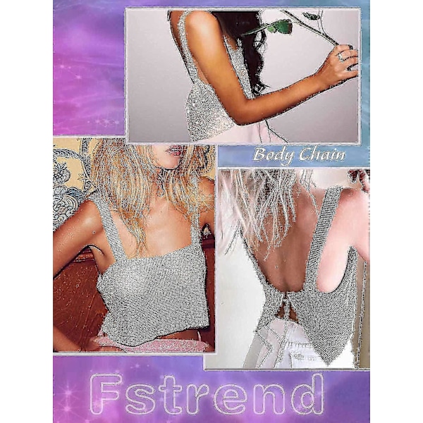 Krystall Rhinestones Crop Top Glitrende Gull Halter Tank Topper