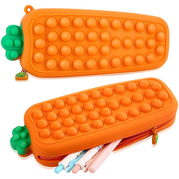 Pop Fidget Leksak Pennfodral Hållare 1-pack, Pop Handväska Skolmaterial Låda Skrivmaterial Förvaringsväska, Söt Morot Barn Lek Kalas Halloween Pop C