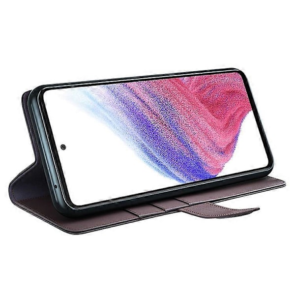 Kompatibel med Samsung Galaxy A53 5G Wallet Case Split Læder Ægte Læder Folio Flip Stand Stødsikkert Cover Brown