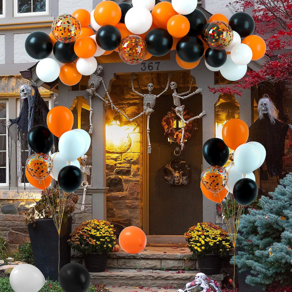 60 pakkauksen musta oranssi ja valkoinen Halloween-ilmapallosarja 12 tuumaa mattapunaista oranssia ja mustaa konfetti Halloween-lateksiilmapalloa hyvää Halloween-synnytystä varten