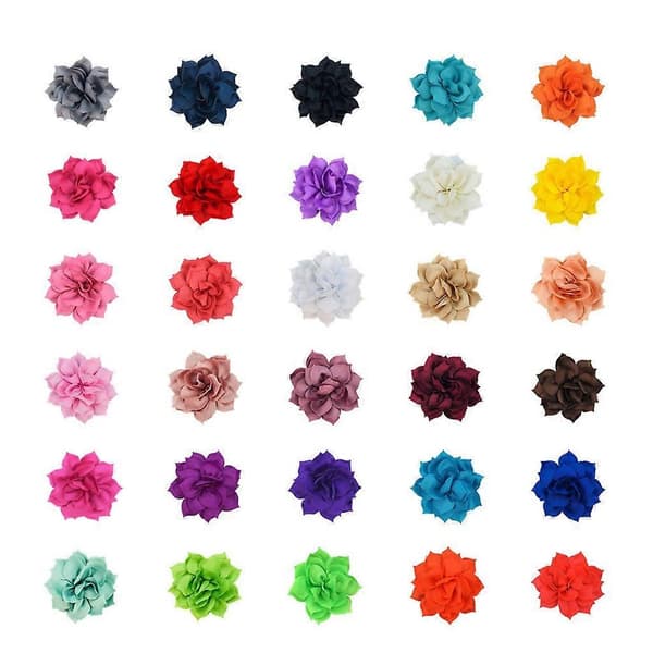 30 st Mode Chiffongblommor För DIY Håraccessoarer Tygblombukett