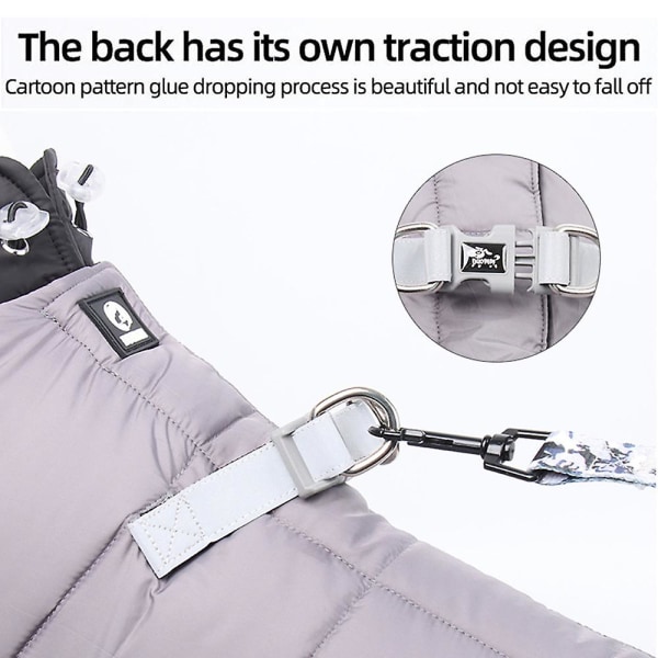 Pet Dog Jacka Quilted Puffed Coat Valp Hund Varma Vinterkläder Utomhus Color Block Väst Gray M