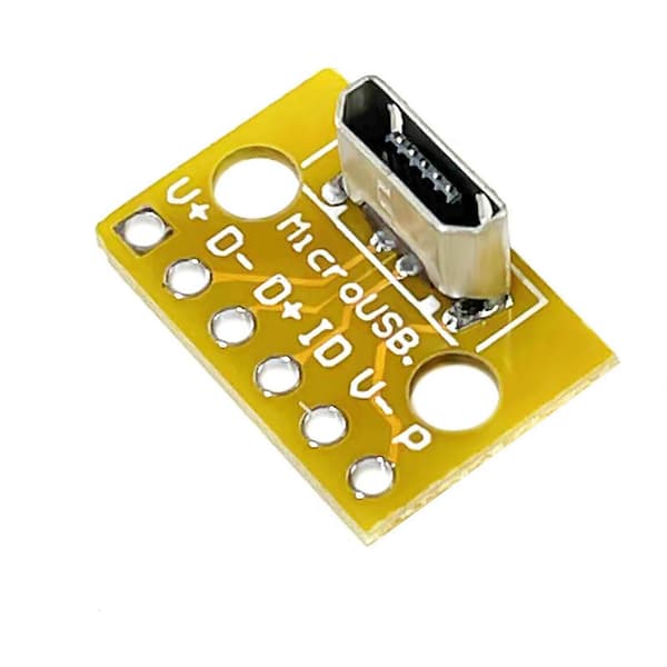 Loddeplader i aluminium, vertikal Micro USB hun-konnektor breakout-modul