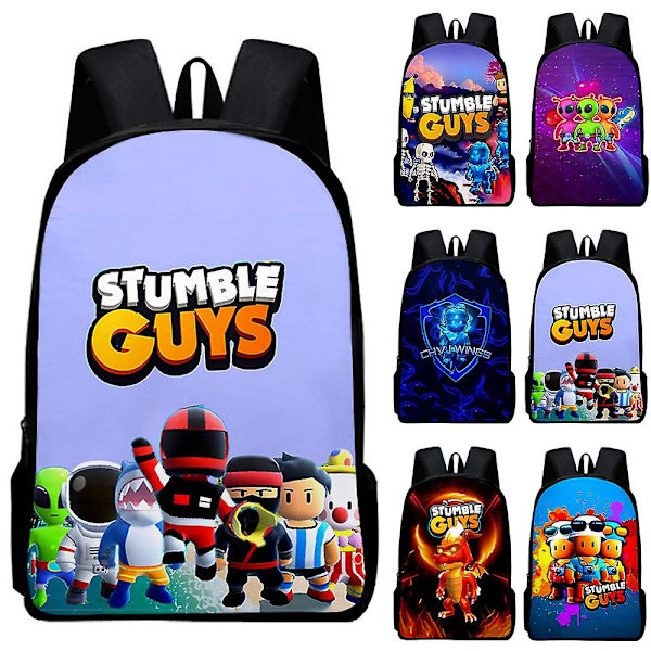 Barns ryggsäck Stumble Guys printed skolväska med stor kapacitet ryggsäck style 3