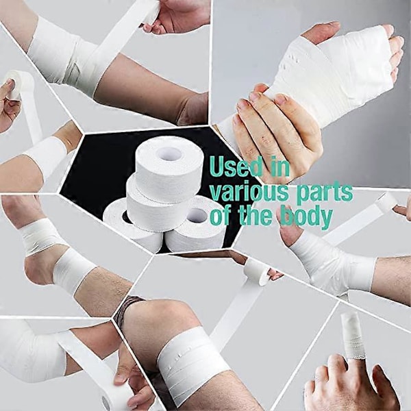 (3 Pak) Hvid Atletisk Sports Tape, Meget Stærk Let at Rive Tape uden Klæbrig Rest for Atleter & Trænere & Førstehjælpsskader 1.5in X 29ft