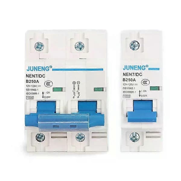 DC12V 24V 48V 60V 120V MCB 63A 80A 100A 125A 150A 200A 250A Kretsskydd 1p/2p Solcellssystem Litiumbatteri Strömskydd