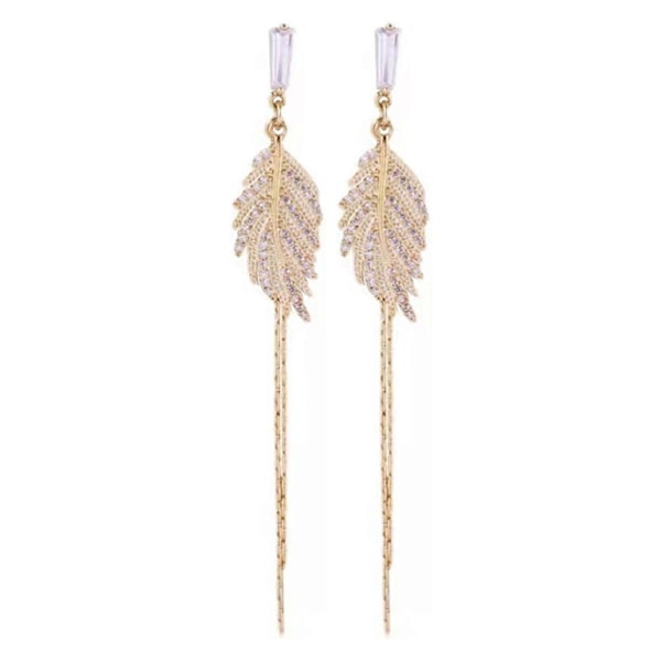 1 Par Dame Øredobber Bladform Dusk Skinnende Rhinestone Hengende Øredobber Bryllupssmykker