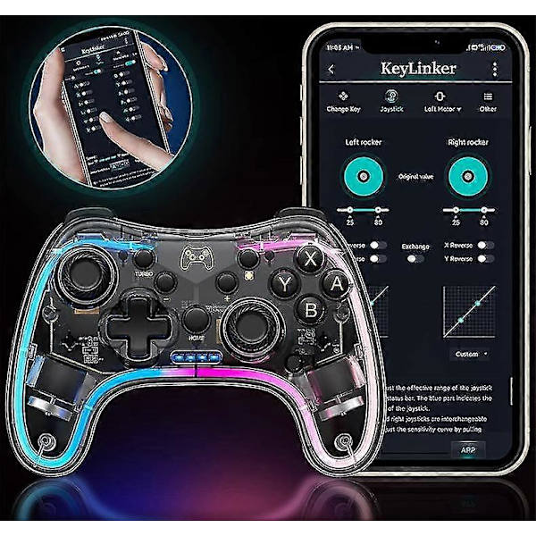 Switch Controller Kompatibel Med Nintendo Switch/lite/oled & Pc/ios/android, Klar Rgb Lyn Switch Pro Controller Understøtter App Med Turbo, Vække-