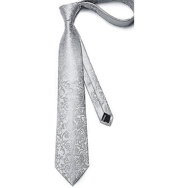 Slips til mænd formel bryllupsslips klassisk blomstret vævet jacquard lommetørklæde manchetknapper med slipsenål sæt