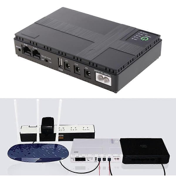 5V/9V/12V Mini UPS Backup-batteri för modem, närvaromaskin och belysning