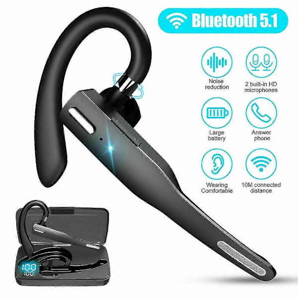Trucker Trådlöst Bluetooth 5.1 Headset med Dubbla Mikrofoner och Brusreducering - YuJia
