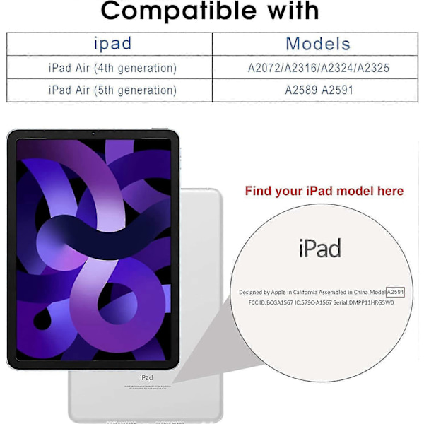Fodral för Ipad Air 4 Generation 10.9 (2020) / Ipad Air 5 Generation 10.9 (2022) Auto Wake / Sleep Funktion Stående Fodral, Blå