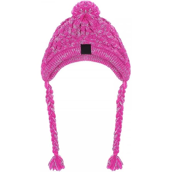 Pet Pompom -neulottu hattu,kissan pörröinen lämmin cap Kitty Villainen päähine, pitkä punos, koiranpennun lemmikkiasusteet Pink M