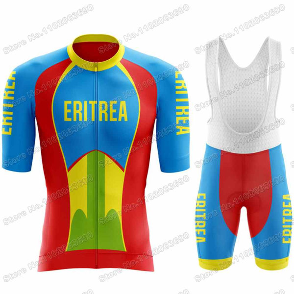 Team Eritrea 2023 Cykeltröja Set Sommar Cykelkläder Herr Road Bike Shirts Kostym Cykel Bib Shorts MTB Riduniform 15 S