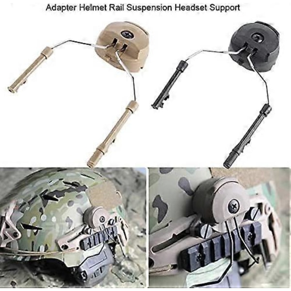 Hjälmskenadapter 2st Plast+Stål Hjälm Arc Skena Upphängning Headset Stöd För Peltor Comtac I och Comtac II (Färg : Tan)