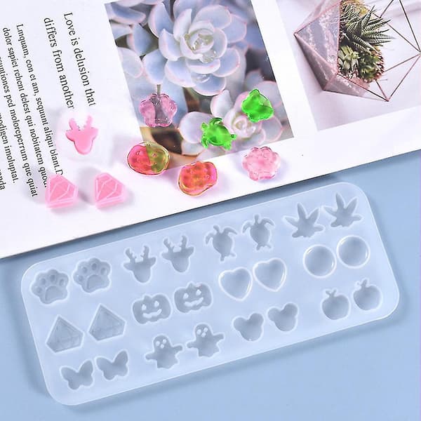 Øreringe Dangler UV Krystal Resin Epoxy Form DIY Håndværk Ørestikker Støbeform-fg