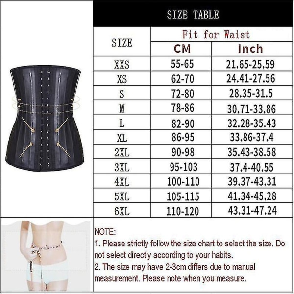 Tflycq Latex Waist trainer Body Shapercorset Shapewear Kvinnor Body Shaper Damkorsett 25 Stålbenad Slimming Underkläder black 6XL