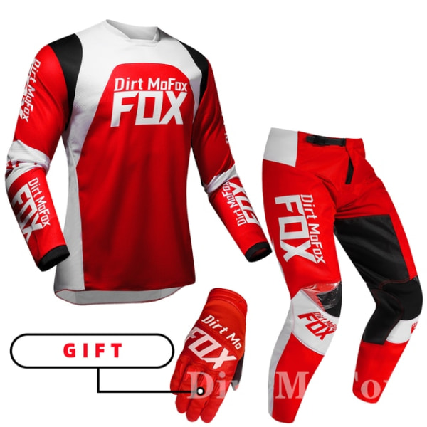 2022 Dirt MoFox MTB Jersey-housut Varusteet MX Combo Moottoripyörä Asuste Motocross Kilpailu Enduro Puku Miehet Off-road Moto Hanskat Sarjat Red2 XLJersey 36 pants