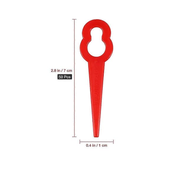 50 stk. plast gresstrimmerblader gressklipper erstatning trim raske bryterblader (rød)