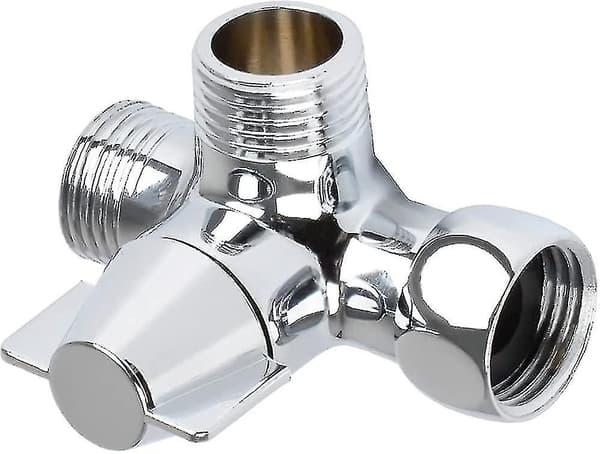 Dusjadapteromleder, kranventilbryter, 3-veis dusjbryterventil, G1/2 tommers T-adapterventil med stengeventil, solid messing, polert krom, for