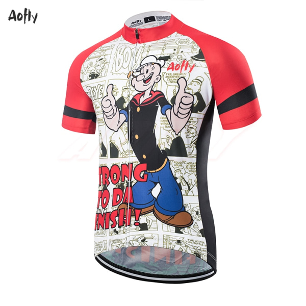 Aofly Cycling Jersey Suit Miesten lyhythihaiset MTB-pyöräilyvaatteet Ropa Ciclismo Team Popeye Spinach Pyöräilypaita Pyöräilyvaatteet Red L