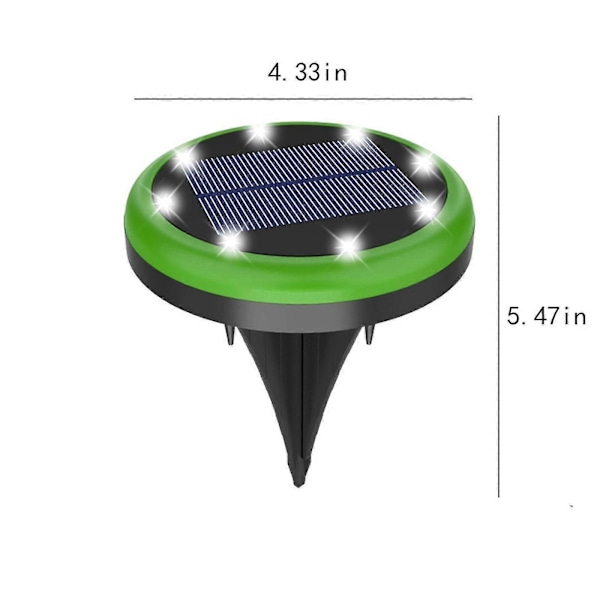 Aurinkokennovalaisimet maahan ulkokäyttöön 8 LED-lampulla, kiekkovalot, puutarhavalot, aurinkovoimalla toimivat, vedenpitävät, maahan upotettavat ulkovalot