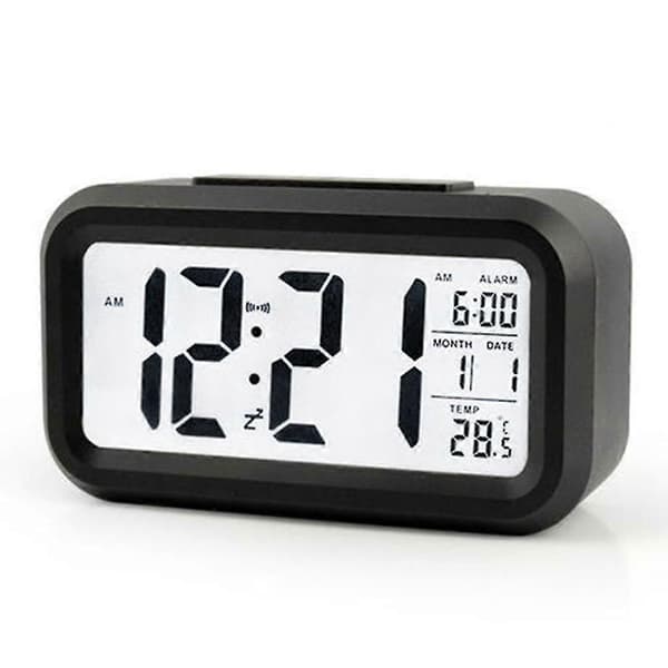 Digital Väckarklocka LED-Display Med Temperatur Stor LCD-Sifferdisplay Större LCD-Bakgrundsbelyst Display Snooze Smart Ljussensor För Sovrum Hem Kontor