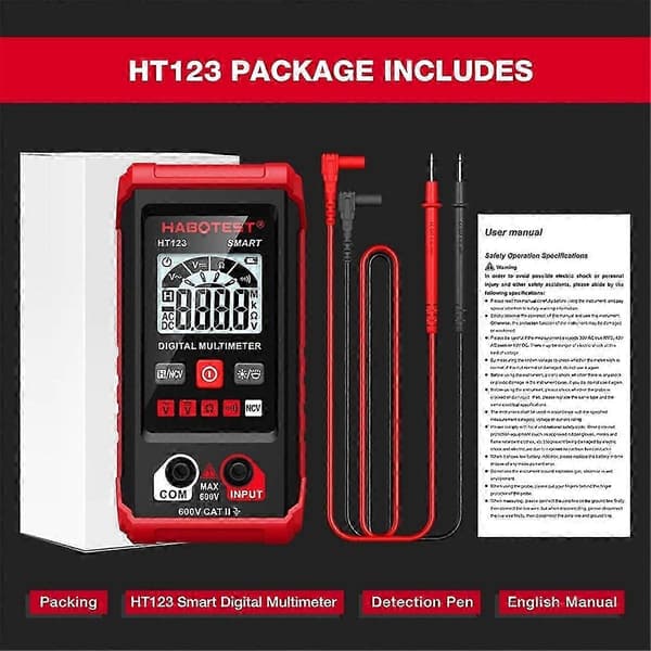 HT123 Digitalt Multimeter, AC/ Modstand Kontinuitetsmålingstester, Elektrisk Multimeterkredsløb