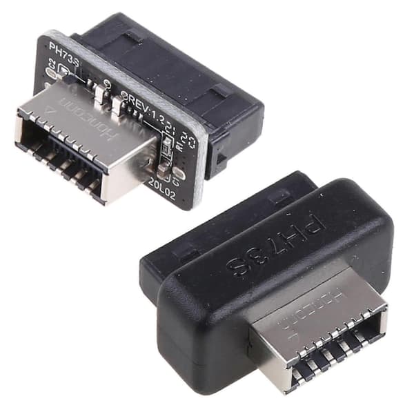 USB 3.0 Intern Header till USB 3.1/3.2 Typ C Front Typ E Adapter 20p till 19p