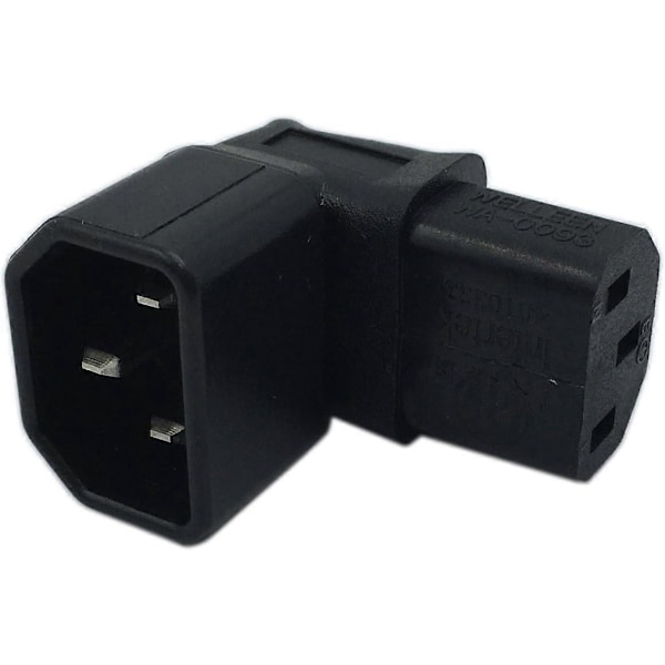 Nedåtvinklad IEC 320 C14 3-Pin Hane till C13 Hona PDU PSU UPS Strömförlängningsadapter Uttag för LCD LED TV Väggfäste