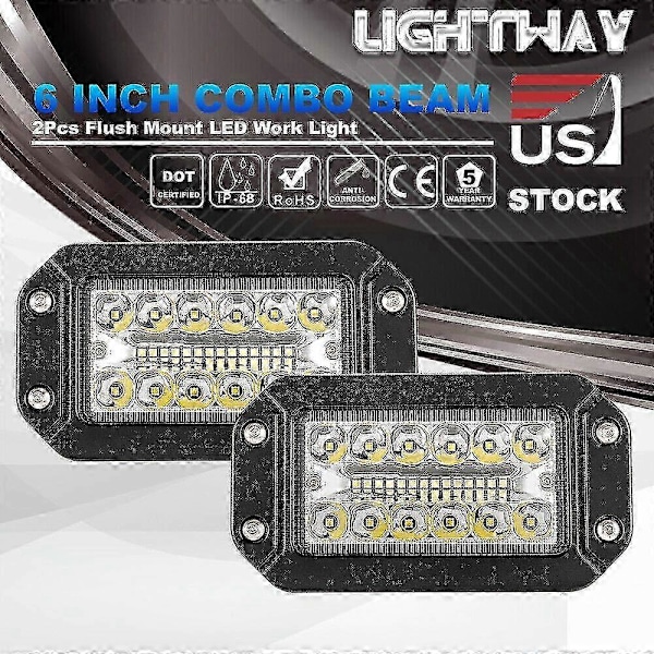 2 stk. 12V 6 tommer planmonteret arbejdslys 26 LED super lysstærk spotlight bilforlygter