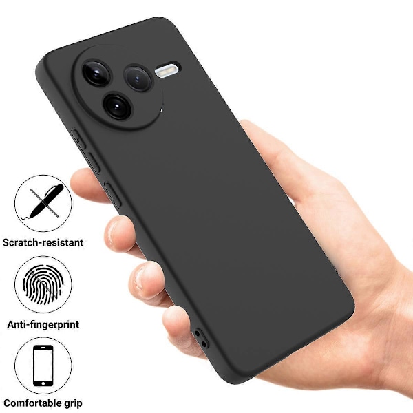 Kompatibelt Skal för Xiaomi Poco F7 Pro 5G / Redmi K80 5G, Flytande Silikon Telefonskal med Handrem Black
