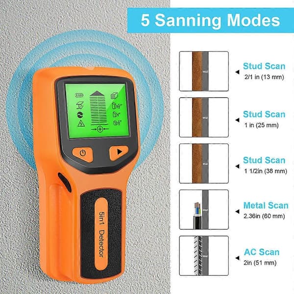 Søgbart Vægscanner 5 i 1 Søgbart Detektor med LCD-display Søgbart Sensor Beam