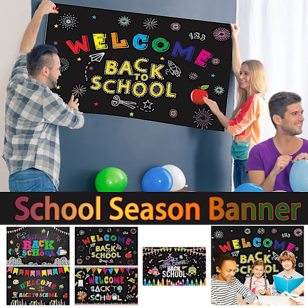 Säsongs- och högtidsdekorationer Välkommen tillbaka till skolan Partydekorationer Öppningssäsong Banner Tillbaka till skolan Partydekoration Bakgrund Q