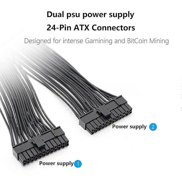 Dual Psu Strømforsyning 24-pin Atx Bundkort Splitter Kabel, 24pin(20+4) Til Atx Bundkort Extensi (haoyi