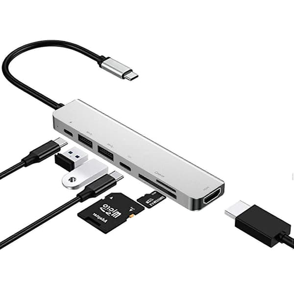 Usb C Hub-sovitin, 7 in 1 Usb C - Hdmi Multiport -adapteri Sd-kortinlukija