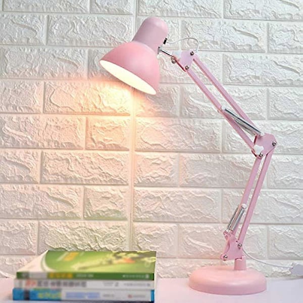 Skrivebordslampe med vippebryter, dimbar, jenter, husholdning, nattbordslampe, barn, skrivebordslampe for lesing, kontor, kafébelysning, sammenleggbar, rosa